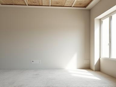 Interior of a construction site after initial cleanup.